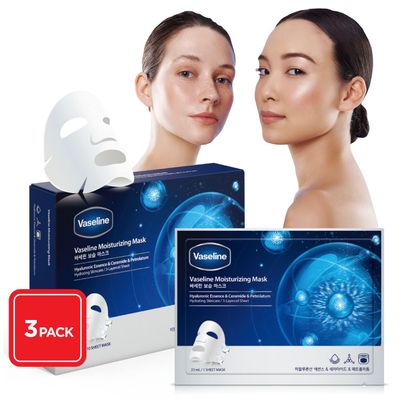 Vaseline Moisturizing Face Facial Mask Sheet Skin Care Essence, HYDRATION RETENTION, SKIN BARRIER REINFORCEMENT (Pack of 3, 30 Count) Made in Korea
