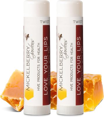 Mickelberry Gardens Love Your Lips All-Natural Organic Beeswax Lip Balm - Hydrating, Healing, and Moisturizing Chapstick for Men, Women, and Kids (2 Pack, Tinted)
