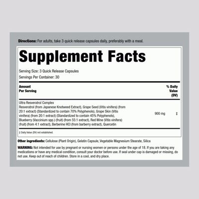 Piping Rock Resveratrol Berberine Grape Seed &amp; Quercetin Complex | 90 Capsules | Non-GMO, Gluten Free Supplement