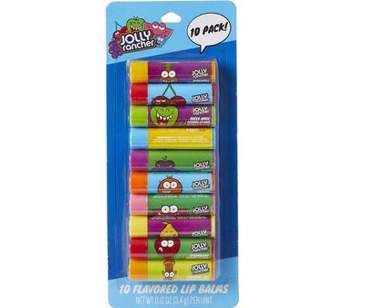 Taste Beauty 10 Pack Jolly Rancher Flavored Lip Balms, Moisturizing, Dry Skin, Pineapple, Cherry, Green Apple