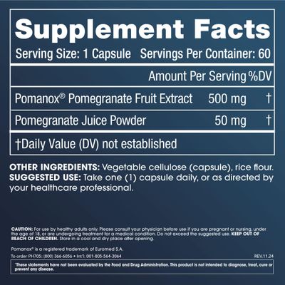 ProHealth Full Spectrum Pomegranate Supplement 60 Capsules, Heart Support with Pomegranate Extract&amp;Pomegranate Juice Powder