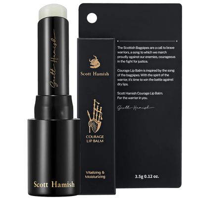 Scott Hamish Courage Lip Balm - Hydrating Lip Balm for Men - Shea Butter &amp; Cica to Moisturize &amp; Soothe Dry, Chapped Lips - Anti Aging Lip Moisturizer and Improve Softness of Lips, 0.12oz.