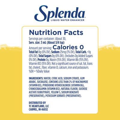 SPLENDA Liquid Water Enhancer Drops, Sugar Free, Zero Calorie, Natural Flavor, Concentrated Drink Mix, 3.11 Fl Oz Each Bottle (Lemonade, 2 Pack)