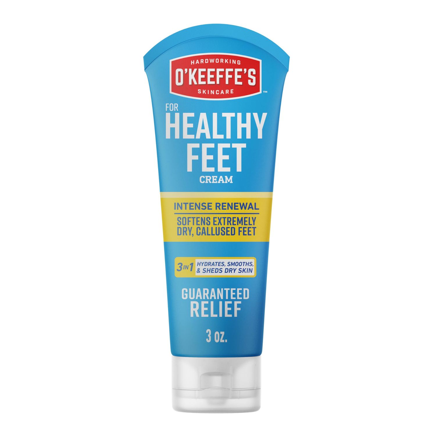 O&#39;Keeffe&#39;s for Healthy Feet Intense Renewal Cream with Urea &amp; Alpha Hydroxy Acid - 3 oz Tube (1 Pack) - Chemically Exfoliates and Softens Extremely Callused, Dry Feet