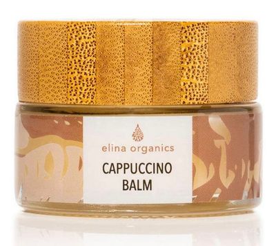 Elina Organics Cappuccino Balm .5oz - Natural Lip, Eye &amp; Face Moisturizer for Dry Skin - Coffee-Infused Shea Butter Balm with Aloe Vera &amp; Vitamin E - Anti-Aging, Hydrating &amp; Protective Skincare