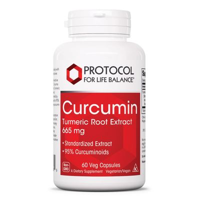 PROTOCOL FOR LIFE BALANCE Curcumin Turmeric Root Extract - 95 Standardized Curcuminoids - 665 mg Curcumin - Curcumin Turmeric Supplement - Non-GMO &amp; Kosher - 60 Veg Capsules