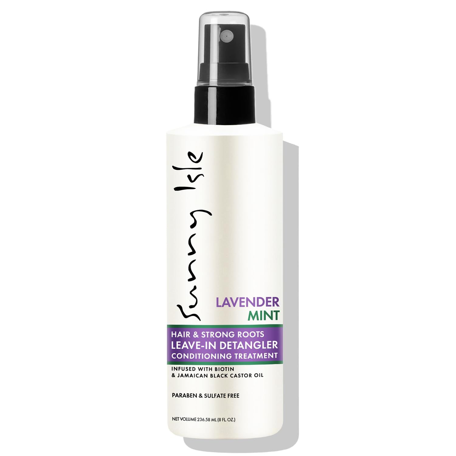 Sunny Isle Lavender Mint Hair and Strong Roots Leave-In Detangler Conditioning Treatment 8oz | Biotin and Jamaican Black Castor Oil | Paraben and Sulfate Free | Double Growth Formula