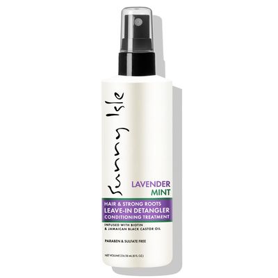 Sunny Isle Lavender Mint Hair and Strong Roots Leave-In Detangler Conditioning Treatment 8oz | Biotin and Jamaican Black Castor Oil | Paraben and Sulfate Free | Double Growth Formula