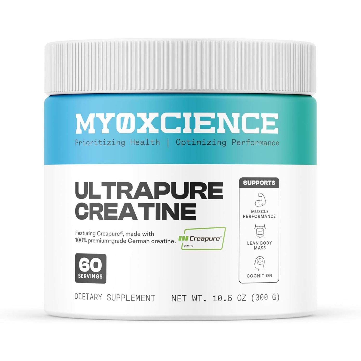 MYOXCIENCE UltraPure Creatine | Featuring Creapure | Supports Muscle Performance, Cognition and Lean Body Mass | 60 Servings