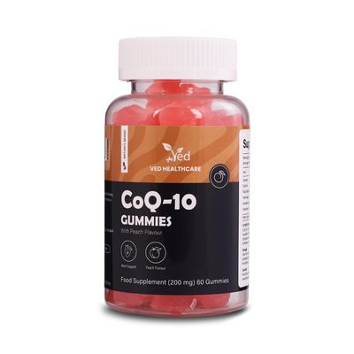 Ved CoQ10 Gummies, 60 Count, Natural Peach Flavor,Vegan, Non-GMO, Gluten Free.