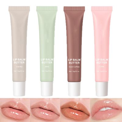 Dulele Glossy Lip Butter Balm, 4 Colors Peptide Lip Tint Lip Stain, Moisturizing Lip Gloss Hydrating Lip Glow Oil, Nourishing Lip Care &amp; Repair Lip Mask