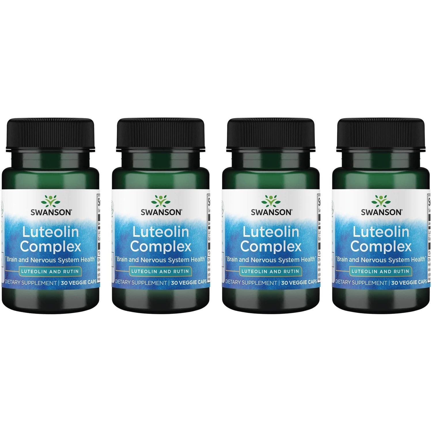 Swanson Luteolin Complex w/Rutin - Brain Support Supplement Promoting Memory, Mood &amp; Cognitive Health - Natural Formula to Help Maintain Nervous System - (30 Veggie Capsules) (4 Pack)