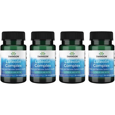 Swanson Luteolin Complex w/Rutin - Brain Support Supplement Promoting Memory, Mood &amp; Cognitive Health - Natural Formula to Help Maintain Nervous System - (30 Veggie Capsules) (4 Pack)