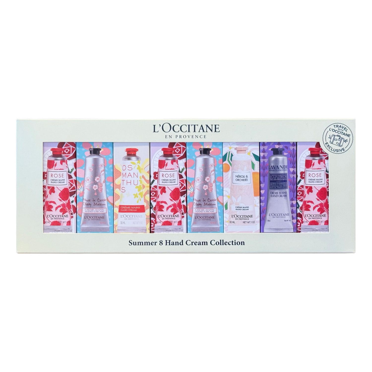 L&#39;OCCITANE 8-Piece Nourishing &amp; Protective Classic Hand Cream Set: Gift the Best Moisturizing Hand Creams Including Rose, Cherry Blossom, Osmanthus, Lavender, and Neroli
