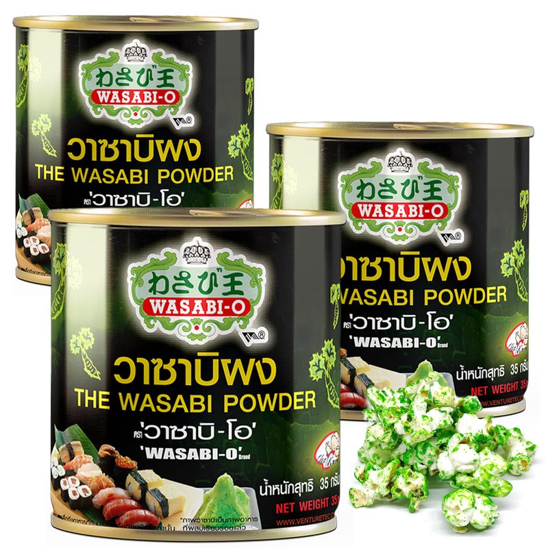 Wasabi-O Real Wasabi Powder - Japanese Wasabi Root Seasoning for Sushi, Dipping, and Sauces - Pure, Organic, Vegan, Gluten-Free, Premium Quality - 3 x 1.24 oz