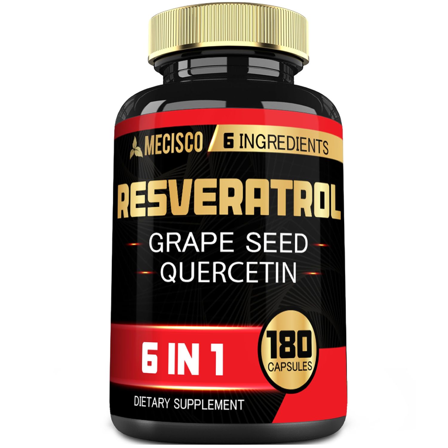 6in1 Trans Resveratrol Supplement with Grape Seed, Milk Thistle, and More - Resveratrol 1000mg - Supports for Immune System, Heart Health, Body Management - 180 Capsules