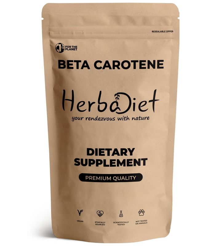 Beta Carotene 10 Vitamin A 25000 IU Powder | Immune System Support, Antioxidant Supplement | Cartenoids for Healthy Vision, Eyes &amp; Skin | 100 Natural Betacarotene (1.76 oz - 50 gram)