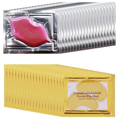TIRDET 40 Pairs Eye Mask &amp; Lip Mask, Moisturizing Lip Masks, 24K Gold Gel Crystal Collagen Under Eye Patches for Dark Circles, Wrinkles, Eye Bags and Fine Lines