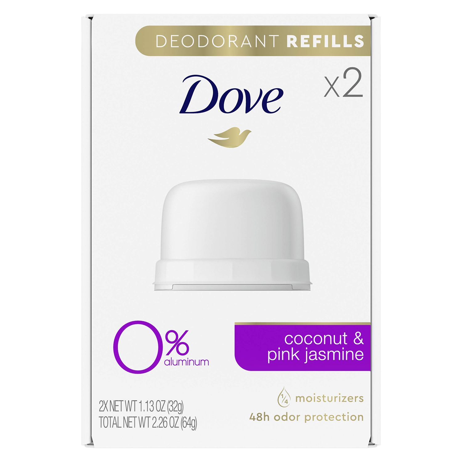 Dove Deodorant Refills Refill Kit 0 Aluminum Coconut Pink Jasmine Aluminum Free Deodorant oz, 1.13 Ounce