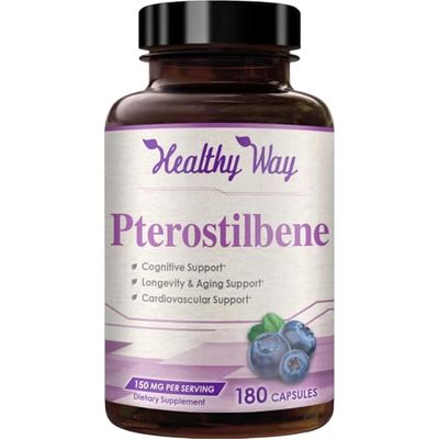 150mg Pterostilbene Supplement - Once Daily Antioxidant Supplement for Healthy Aging Immune Heart Skin and Brain Support - Naturally Derived Non-GMO &amp; Made in The USA (180 Servings)