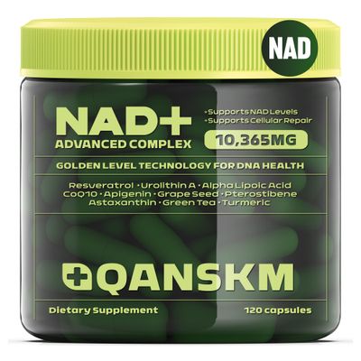 Qanskm NAD Supplement, 10365mg Liposomal Nicotinamide Riboside with Resveratrol &amp; Quercetin | NMN Supplement Alternative for Anti-Aging, Cellular Energy, 120 Caps