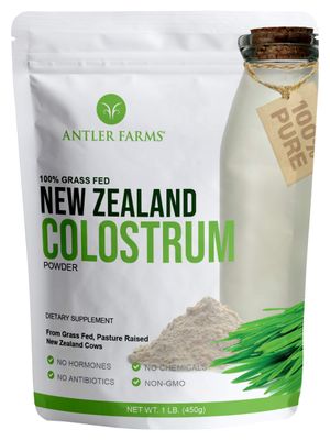 Antler Farms 100 Pure New Zealand Colostrum, 30 Servings, 1 lb - Grass Fed, Pasture Raised, Clean Sourced, Cold Processed, Undiluted, High IgG Content
