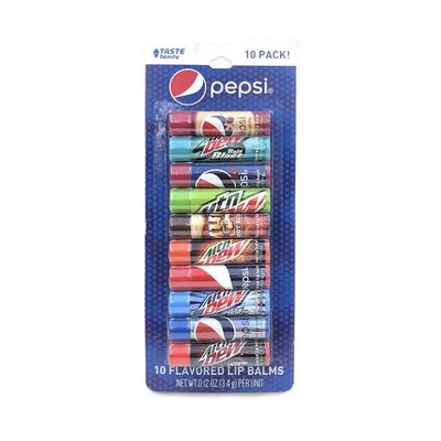 10 Pepsi &amp; Mountain Dew Flavored Lip Balms! Tastes just Like Your Favorite Flavors Including Pepsi, Mountain Dew, Mountain Dew Code Red, Cherry Vanilla Pepsi and Many More!