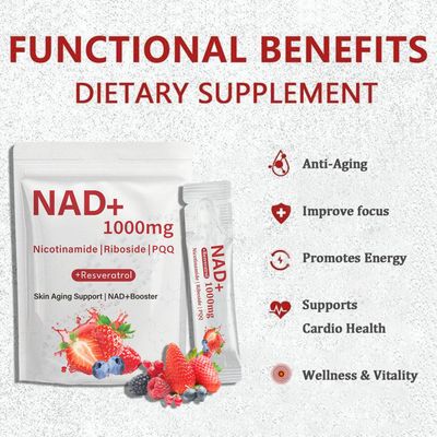 WDVNEX NAD 1000mg Liquid Packets, Nicotinamide Riboside PQQ &amp; Resveratrol - NAD Supplement Liquid Berry Flavor Drink Mix for Anti-Aging, Energy, Focus, Overall Wellness and Vitality - 30 Packets