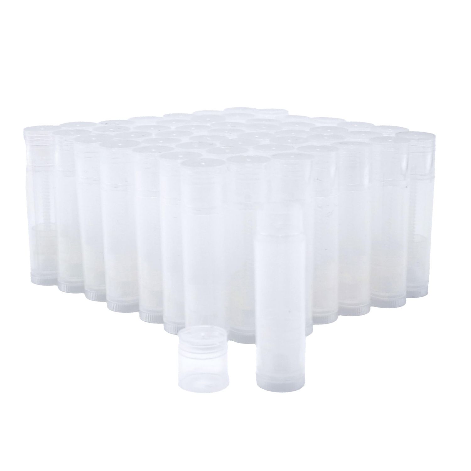 Empty Lip Balm Tubes, 50pcs5.5ml (3/16 oz) Lip Balm Containers for DIY, Refillable Round Lipstick Containers (TRANSPARENT)