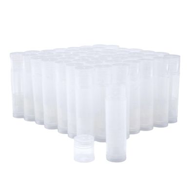 Empty Lip Balm Tubes, 50pcs5.5ml (3/16 oz) Lip Balm Containers for DIY, Refillable Round Lipstick Containers (TRANSPARENT)
