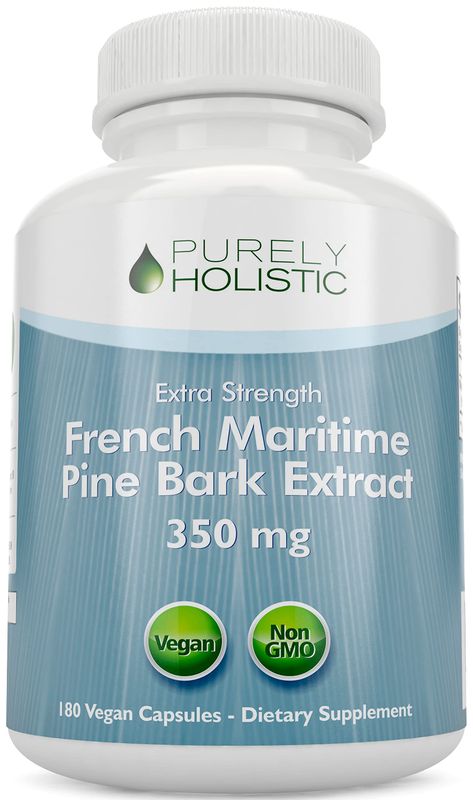 Purely Holistic Pine Bark Extract 350mg 180 Vegan Capsules 95 Proanthocyanidins - French Maritime Pine Bark Extract - Non GMO &amp; Pesticide Free Antioxidant Supplement