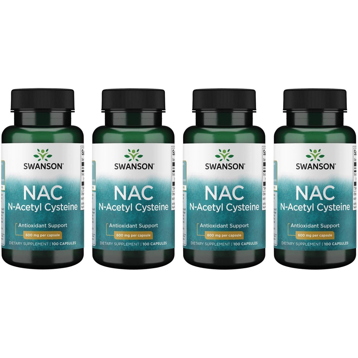 Swanson NAC - N-Acetyl Cysteine - Supplement 600 mg 100 Capsules (4 Pack)