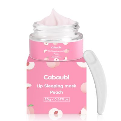 Cabaubl Lip Sleeping Mask,Moisture Lip Mask Overnight,Night Repair Sleeping Lip Balm,Sleeping Lip Butter Balm to Moisturize &amp; Nourish Dry Cracked Lips,Lip Treatment Mask,Peach Lip Mask(20g, 0.7 oz)