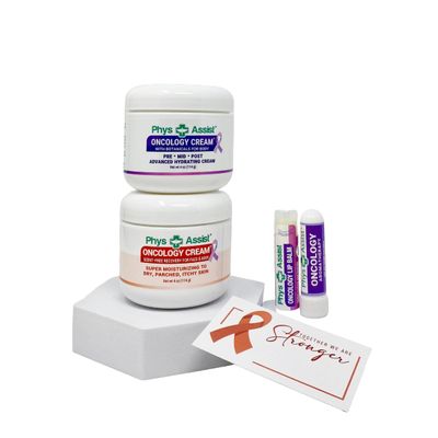 PhysAssist - Comfort kit for Chemo &amp; Radio Patient The Gift of Love, Faith &amp; Support. Standard Size 2-4 oz face and body cream plus lip balm &amp; aromatheraphy inhaler. (STANDARD SIZE 4 OZ)
