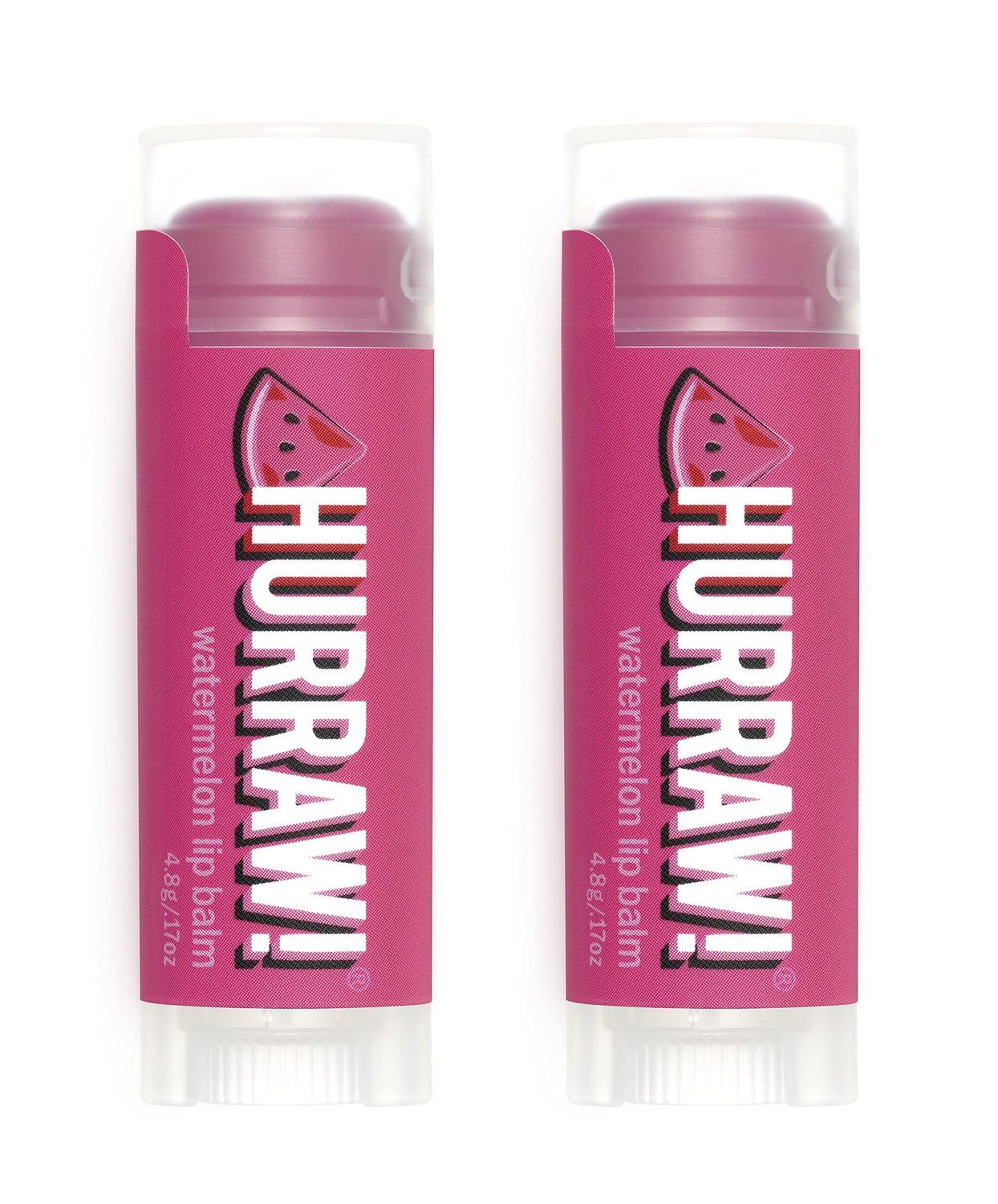 Hurraw! Watermelon Lip Balm, 2 Pack: Organic, Certified Vegan, Cruelty and Gluten Free. Non-GMO, 100 Natural Ingredients. Bee, Shea, Soy and Palm Free. Made in USA