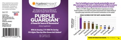 Purple Guardian Resveratrol with ORAC Blend of Pulverized Muscadine Grape Seeds &amp; Skins, Veggie Caps, 700mg, 90-Count