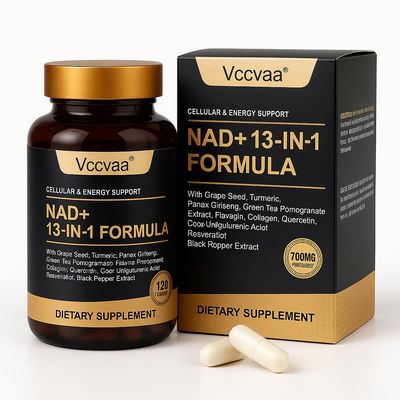 Vccvaa NAD Supplement with Nicotinamide Riboside, Resveratrol, Quercetin &amp; CoQ10 - Anti-Aging Support for Energy, Focus, Immune &amp; Cellular Health - 120 Vegan Capsules