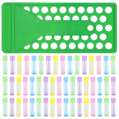 Megitzuu Lip Balm Crafting Kit, 50 Pieces Empty Lipsticks Filling Tubes Mold Handmade Set Pallet with Scraper, Lip Balm Tubes with Filling Tray and Spatula for Women Girl Cosmetics Makeup, Multicolor