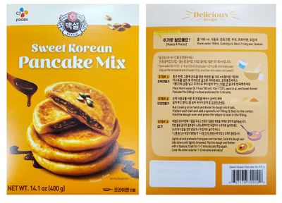 Korean Fancy Hotcake Mix; CJ Beksul Korean Sweet &amp; Green Tea Pancake Mix, Hotteok (14.10 oz, 400g) ; CJ , ; (Sweet, 3 Packs)