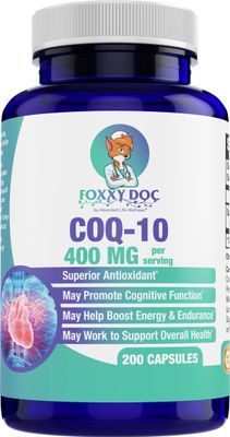 Abundant Life Wellness CoQ10 400 MG Per 2 Caps - Ubiquinone - Excellent Value - Heart, Brain &amp; Cellular Supplement - Energy Support - 200 Vegetable Caps in Bottle - by Foxxy Doc
