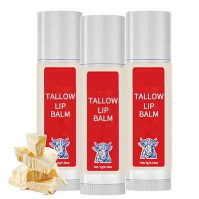 Tallow Lip Balm, Beef Tallow Lip Balm, Organic Grass-Fed Beef Tallow Lip Cream for Smoothing &amp; Moisturizing (3)