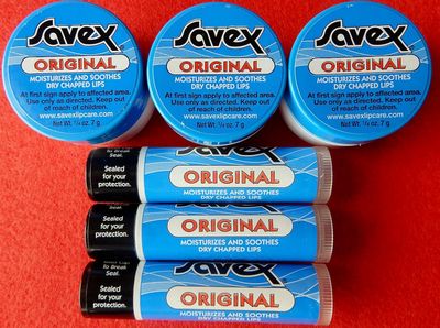 6 X SAVEX 3 ORIGINAL JARS &amp; 3 STICKS LIP BALM FOR DRY &amp; CHAPPED LIPS. MADED IN USA. UP-GRADE TO EXPEDITED MAIL. U.S. SELLER
