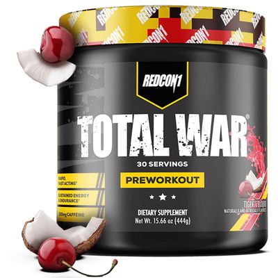 REDCON1 Total War Pre Workout, Tiger&#39;s Blood - L Citrulline, Malic Acid, Green Tea Leaf Extract for Pump Boosting Pre Workout for Women &amp; Men - 3.2g Beta Alanine to Reduce Exhaustion (30 Servings)