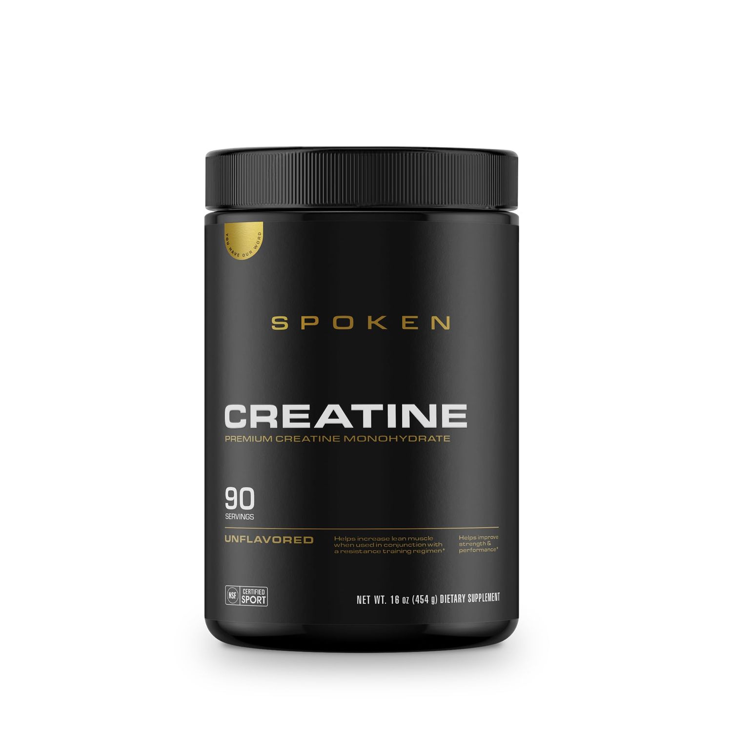 Spoken Creatine Monohydrate, Build Lean Muscle Mass and Improve Recovery, Unflavored 90 Servings