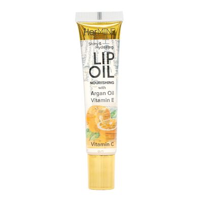 HerMINE Nourishing Lip Oil with Argan Oil &amp; Vitamin E Clear Long Lasting Hydrating Lip Moisturizing Gel 15g / 0.52oz (Vitamin C)