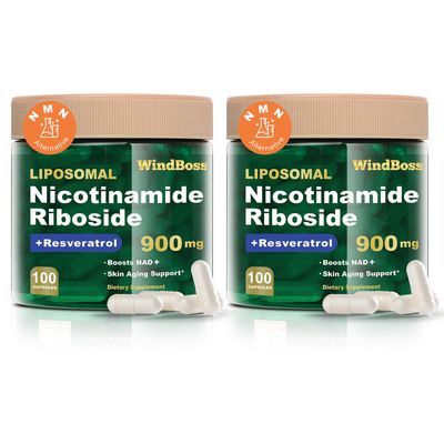 Windboss NAD Nicotinamide Riboside Resveratrol, Liposomal NAD Supplements for Women &amp; Men, NMN Supplement Alternative, NAD Supplement - 100 Capsules - 2pcs