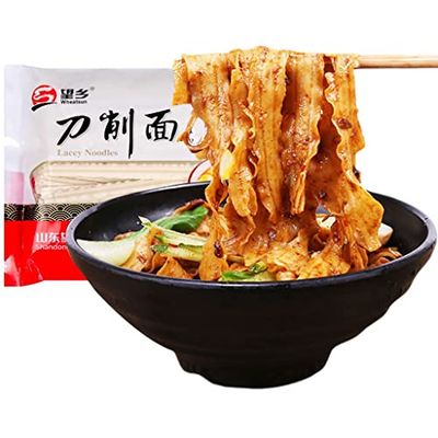 JTEDZI Knife Sliced Noodles Wavy Knife Cut Noodles, Chinese Flat Dry Wide Noodles, Vegetarian Knife Shaved Noodles, Dao Xiao Mian, , 500g/17.63oz (pack of 1)