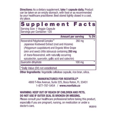 ResVitale Resveratrol 250 mg - Resveratrol Supplement for Men and Women - 120 Veggie Capsules