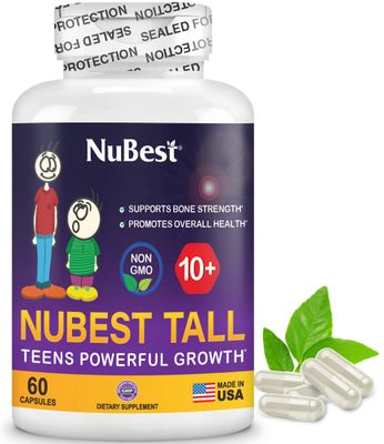 NuBest Tall 10 - Premium Bone Strength Formula, Enhanced Immunity and Overall Health for Age 10 - Who Drink Milk Daily with Calcium, Vitamin D3, Vitamin K2, and Multivitamins - 60 Capsules