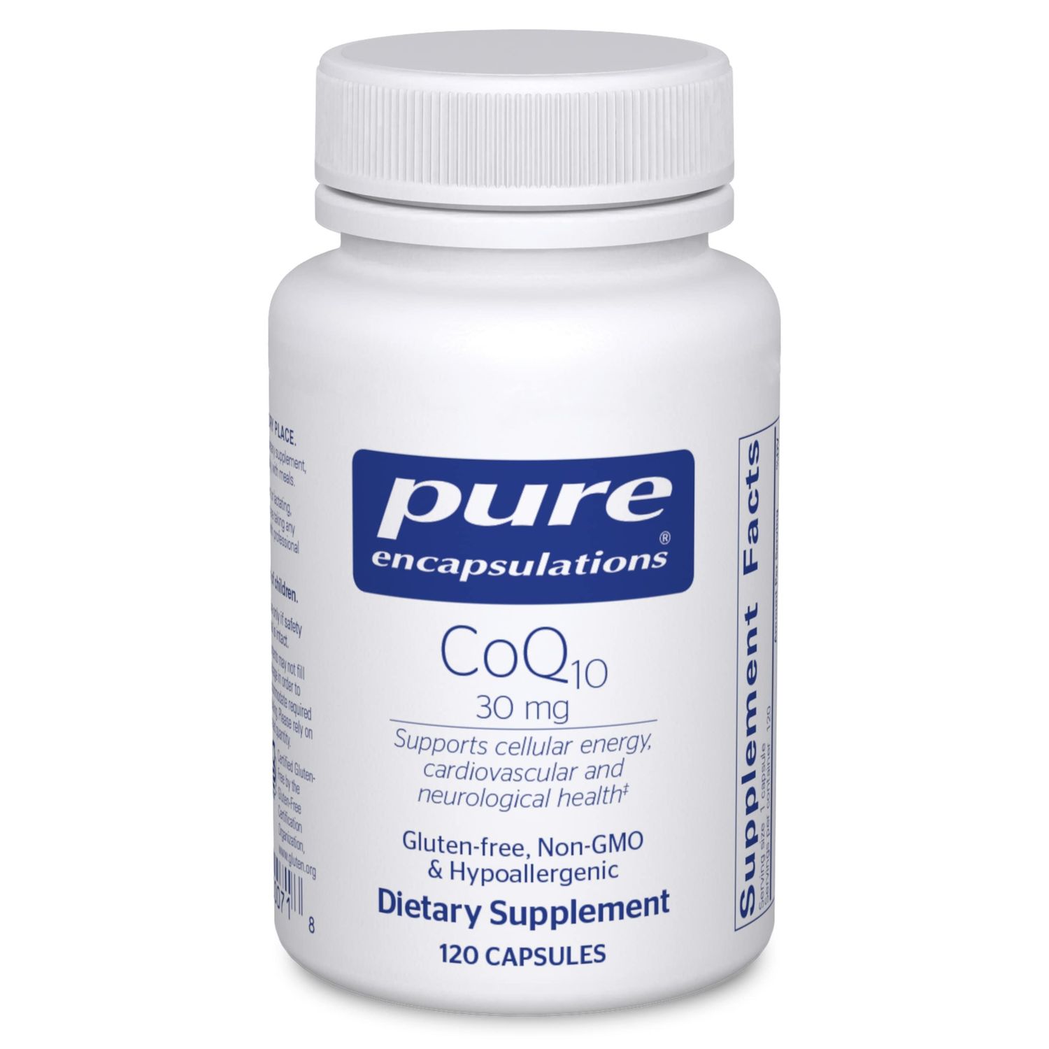 Pure Encapsulations CoQ10 30 mg | Coenzyme Q10 Supplement for Energy, Antioxidants, Brain and Cellular Health, Cognition, and Cardiovascular Support | 120 Capsules